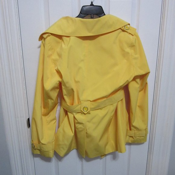London Fog Yellow Double Breasted Belted Collared Trench Coat Size L Women's - Picture 6 of 13